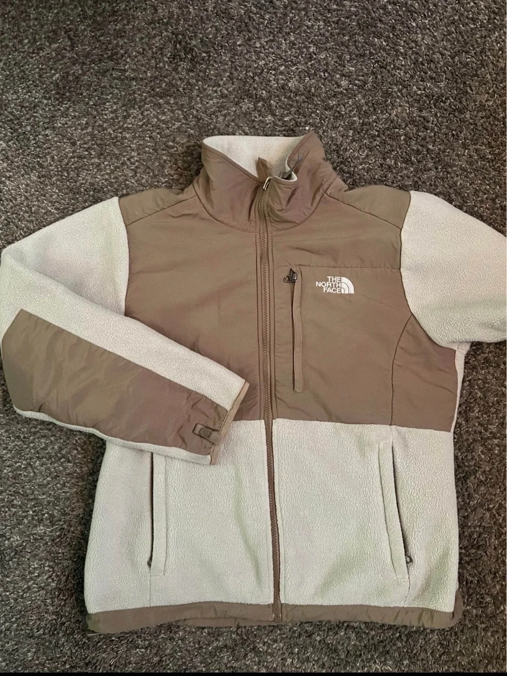 The North Face Two-Tone Sherpa Jacket - Taupe & Cream - Picture 1 of 3